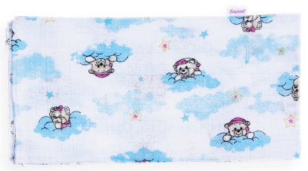 BB 2 db nyomott mintás textil cseh tetra pelenka kék felhős maci