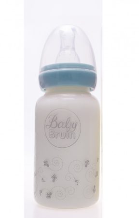 55042725 BabyBruin® hőálló üveg cumisüveg 120 ml szilikon etetőcumival, cseppmentes kupakkal