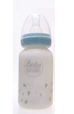   BabyBruin® hőálló üveg cumisüveg 120 ml szilikon etetőcumival, cseppmentes kupakkal fiú