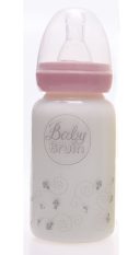   BabyBruin® hőálló üveg cumisüveg 120 ml szilikon etetőcumival, cseppmentes kupakkal lány