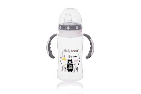 BABYBRUIN széles nyakú PP cumisü tanulópohár 300ml szürke