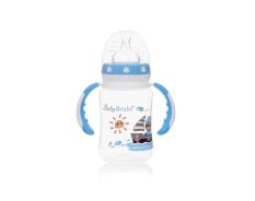BabyBruin széles nyakú cumisüveg fogóval  240 ml  kék