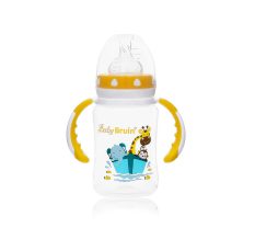BabyBruin széles nyakú cumisüveg fogóval  240 ml  sárga