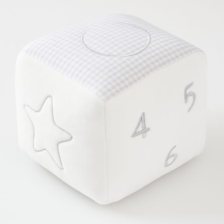 55043719 Plüss Csörgő kocka 8*8*8 cm szürke